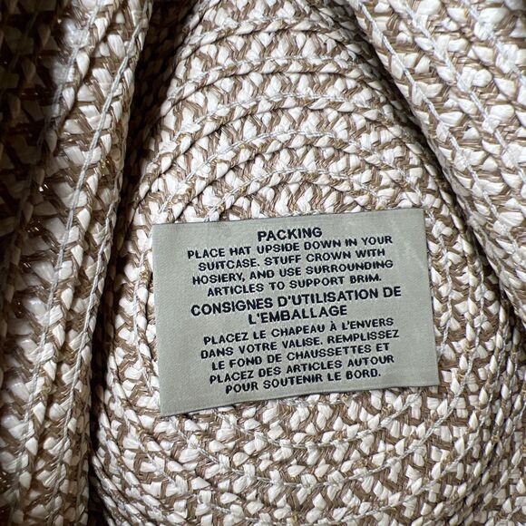 Eric Javits Squishee Woven Fedora Hat Beige UPF 50+ Packable Luxury Beach - Picture 3 of 7